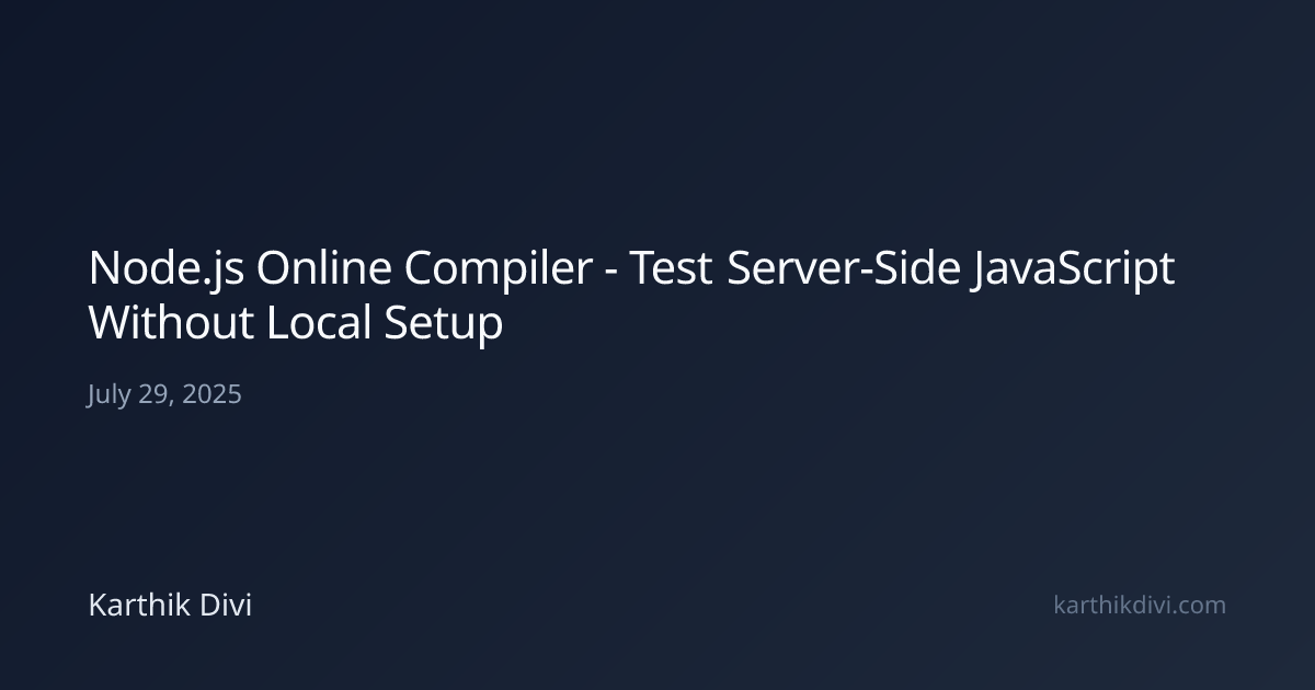 Node.js Online Compiler - Test Server-Side JavaScript Without Local ...