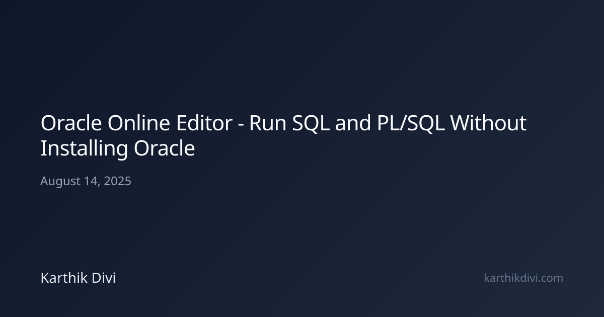 Oracle Online Editor - Run SQL and PL/SQL Without Installing Oracle ...